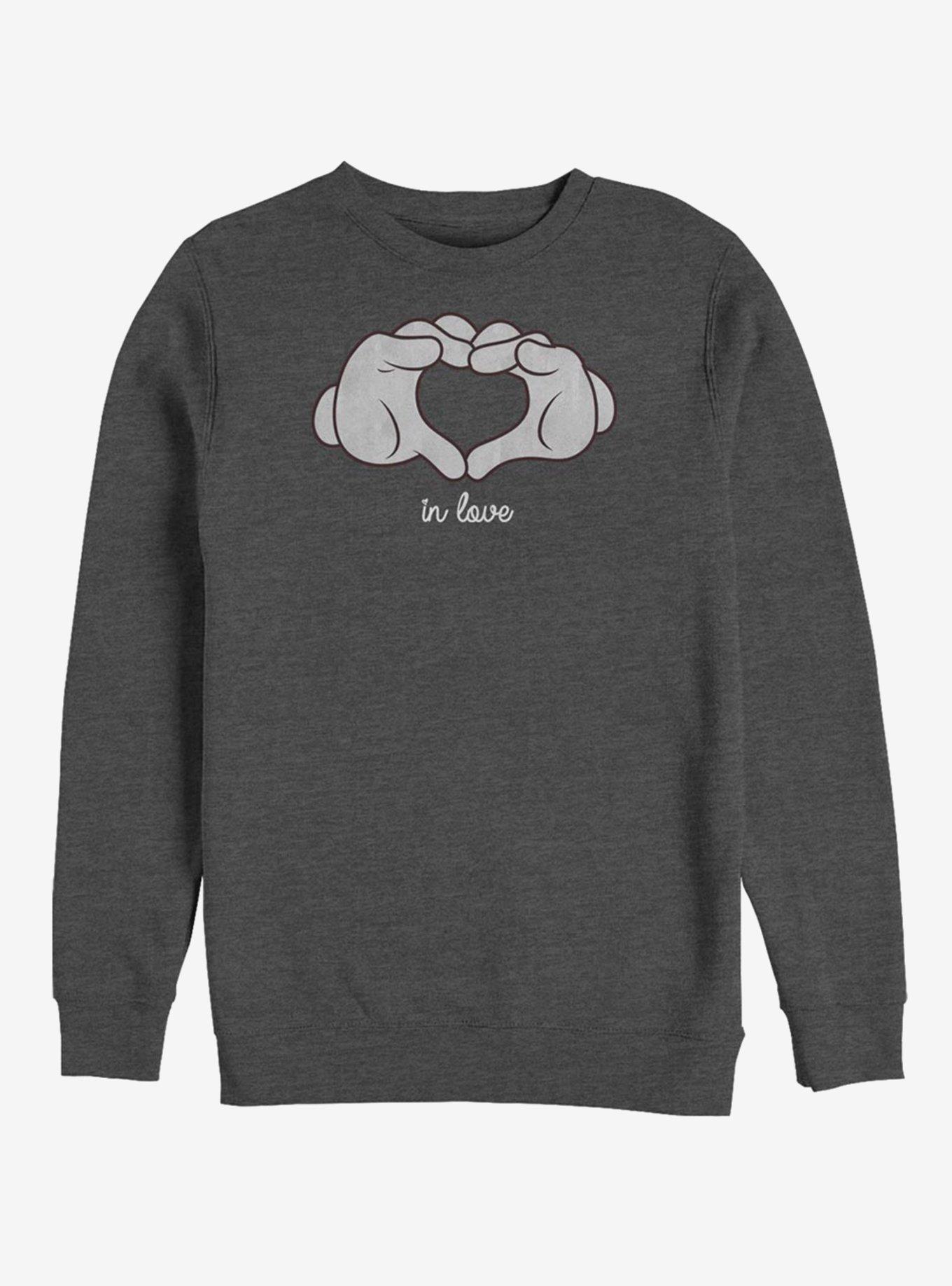 Disney Mickey Mouse Glove Heart Crew Sweatshirt, , hi-res