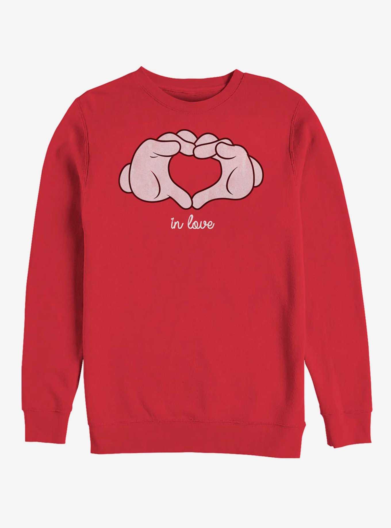 Disney Mickey Mouse Glove Heart Crew Sweatshirt, , hi-res