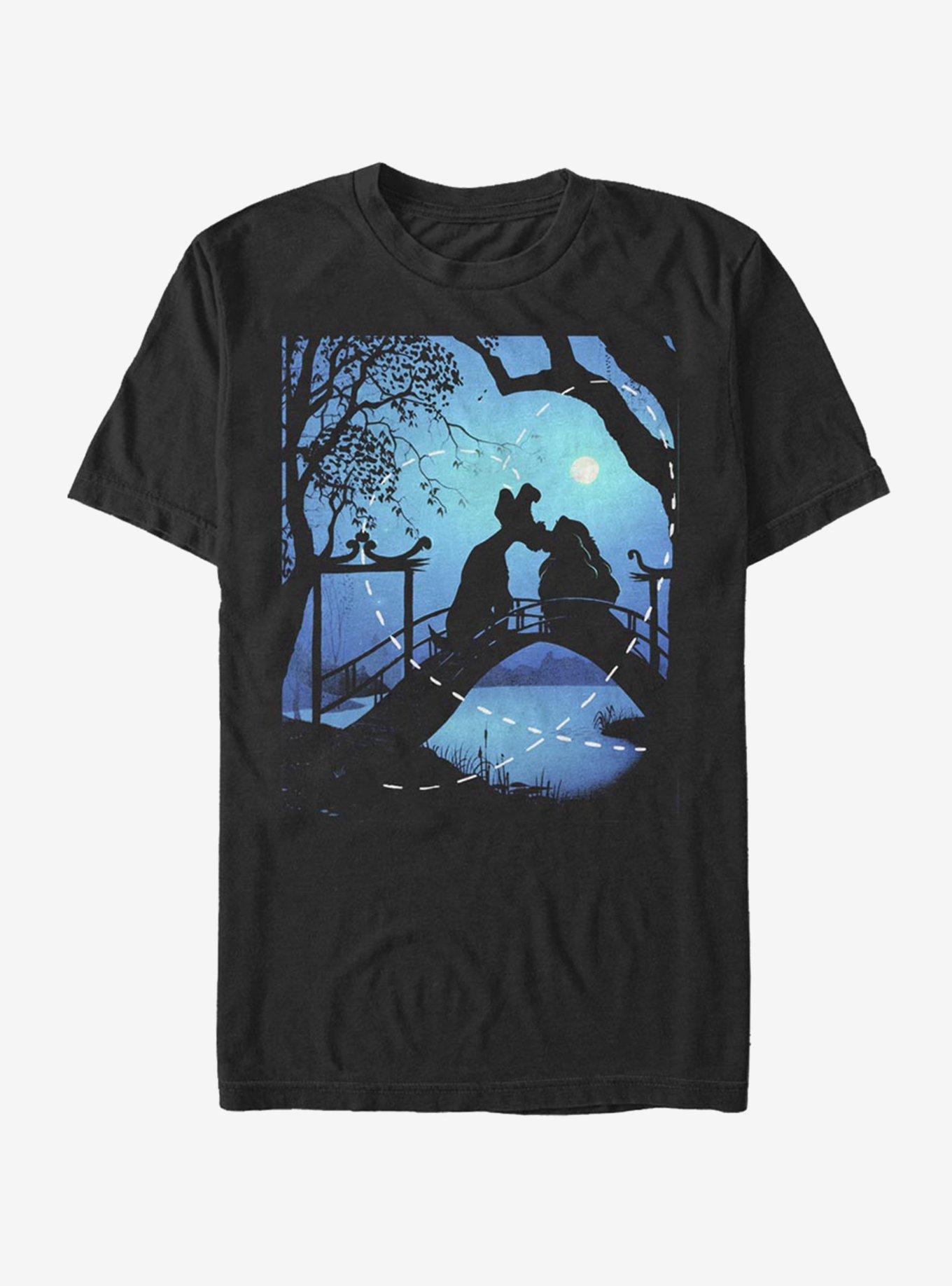 Disney Lady And The Tramp Silhouette Love T-Shirt, BLACK, hi-res