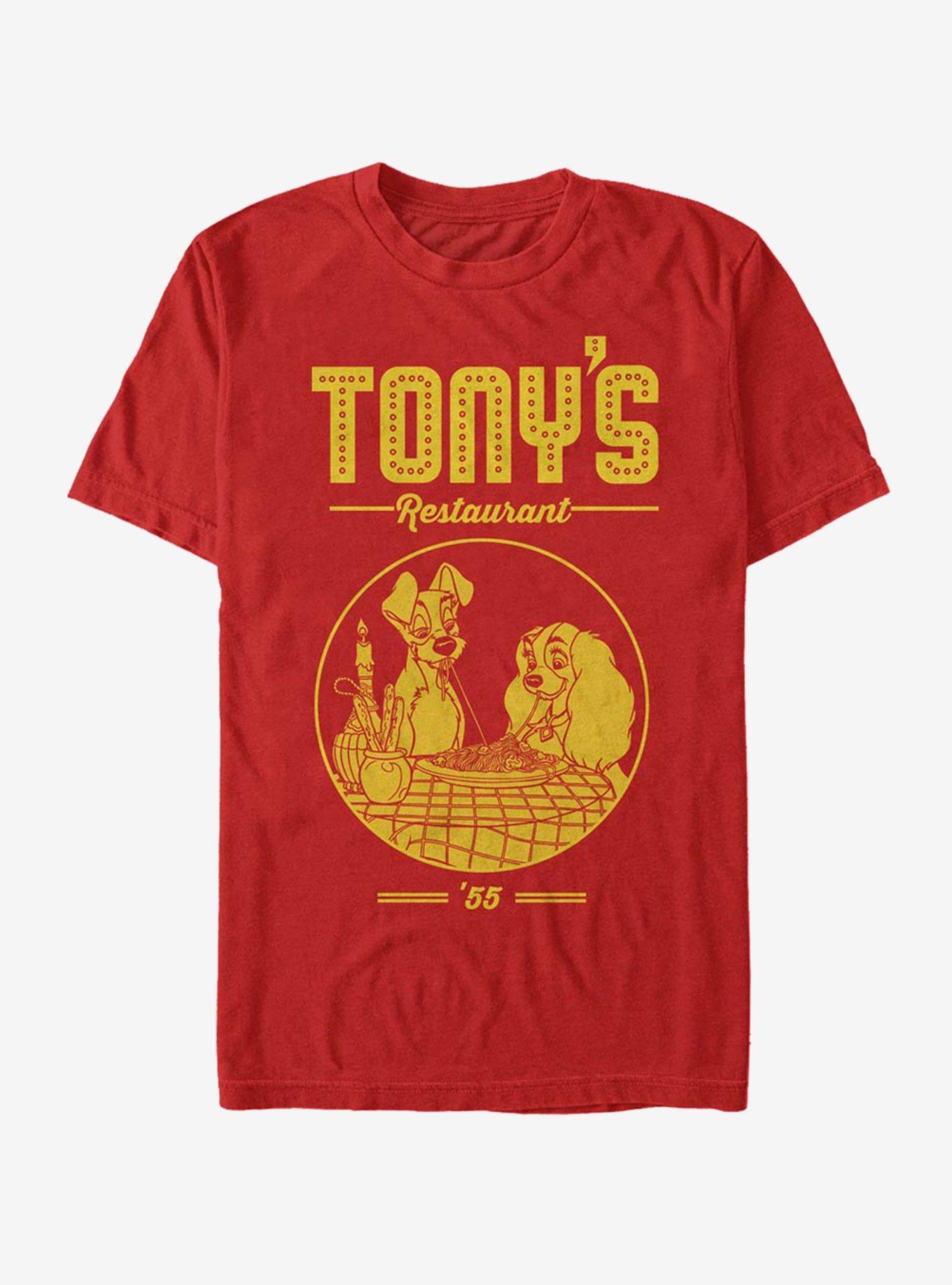 Disney Lady And The Tramp Tony's Restaurant T-Shirt, RED, hi-res
