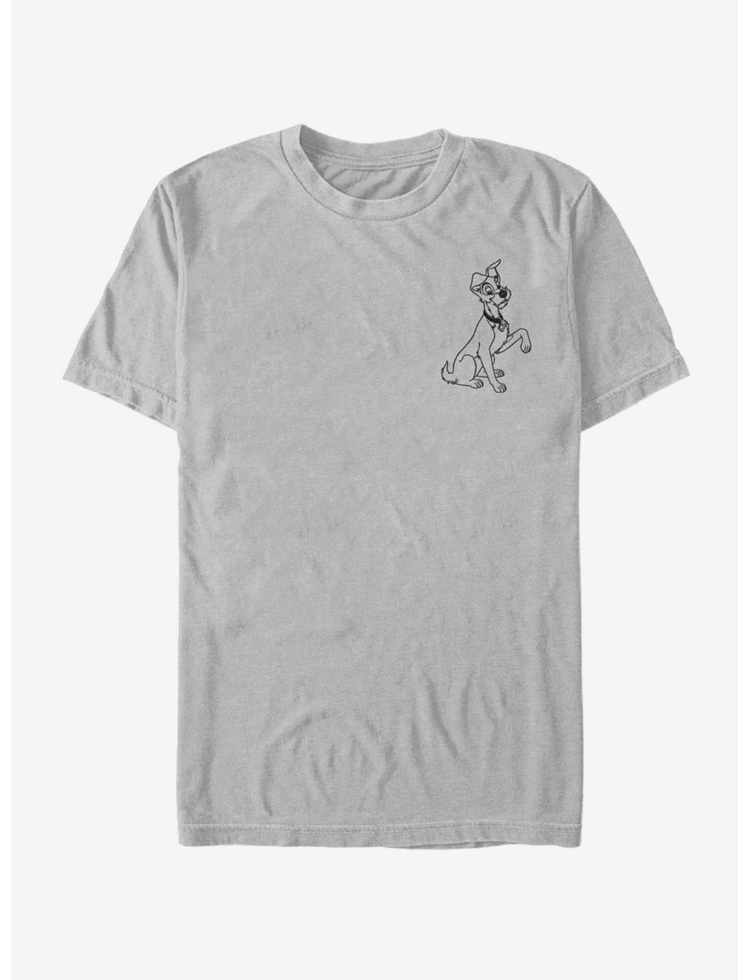 Disney Lady And The Tramp Tramp Vintage Line T-Shirt, SILVER, hi-res