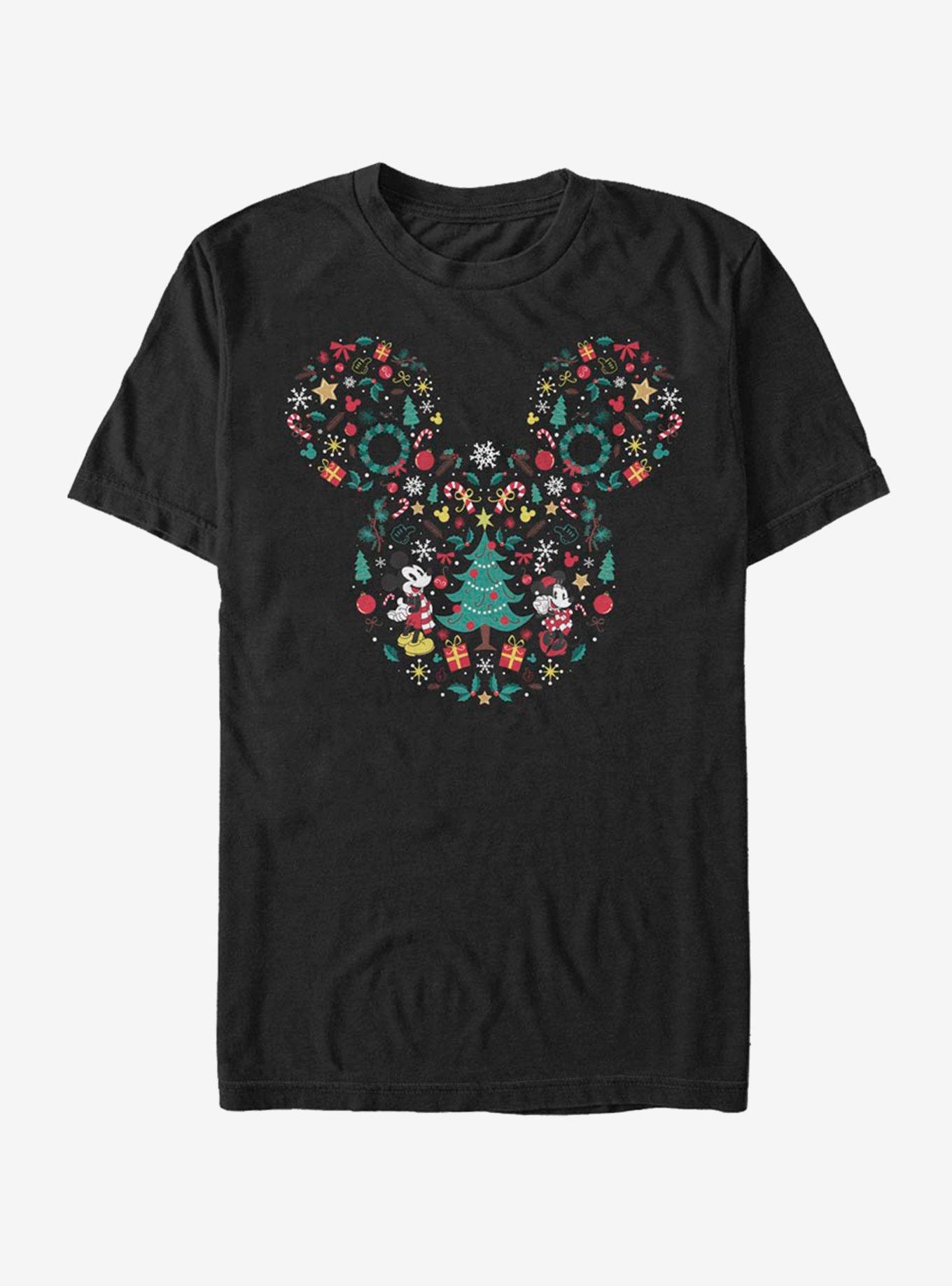 Disney Mickey Mouse & Minnie Mouse Holiday Icon Ear Fill T-Shirt, BLACK, hi-res