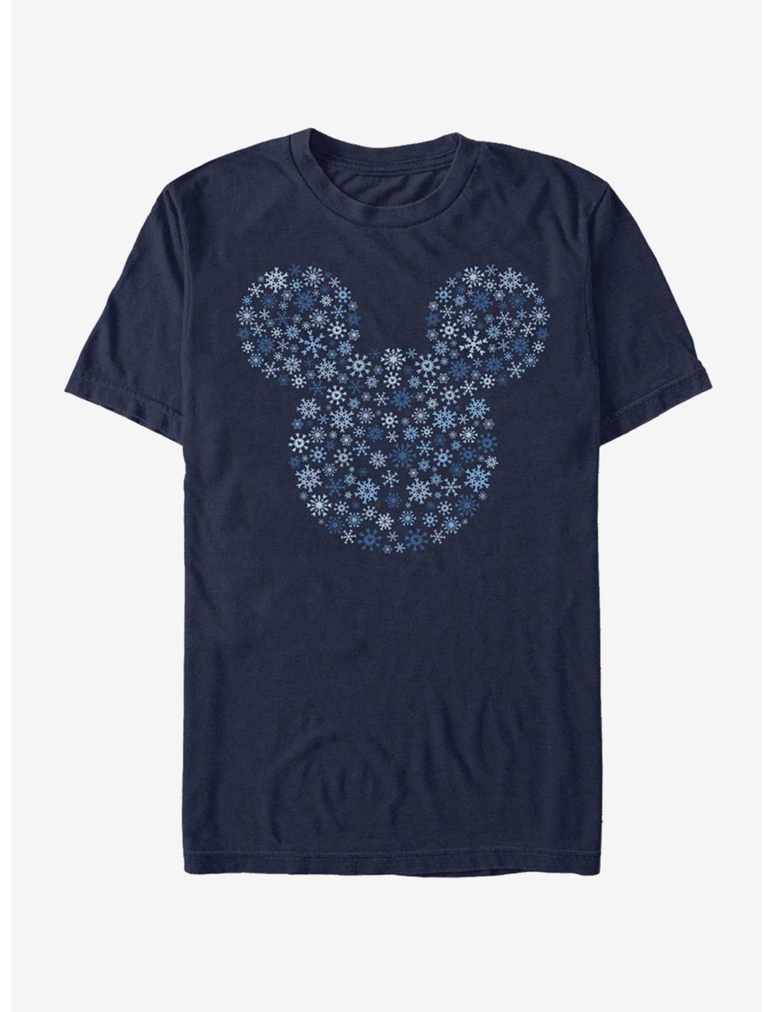 Disney Mickey Mouse Holiday Mickey Ear Snowflakes T-Shirt, NAVY, hi-res