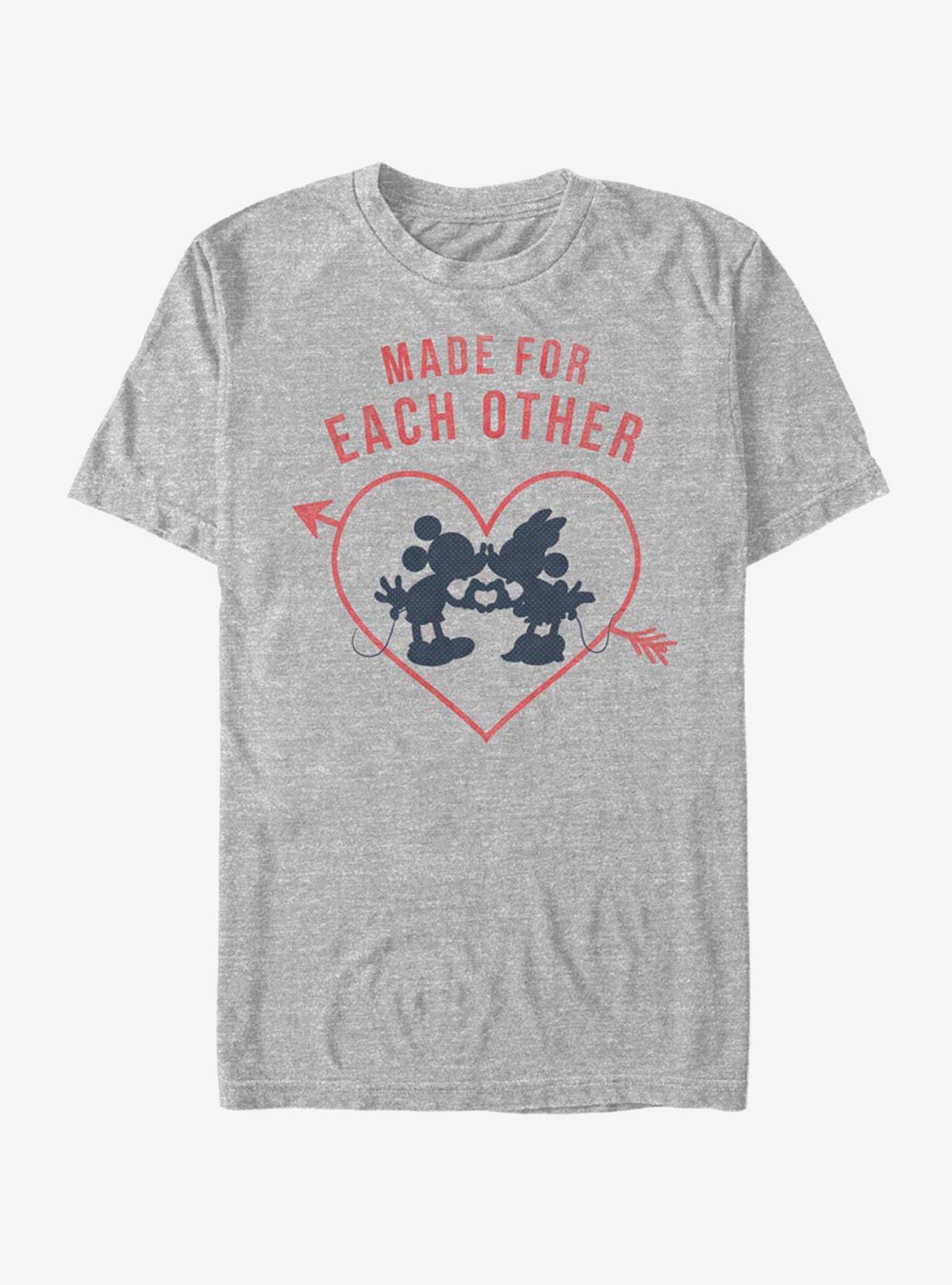 Disney Mickey Mouse & Minnie Mouse Heart Polka Dot Silhouette T-Shirt, ATH HTR, hi-res