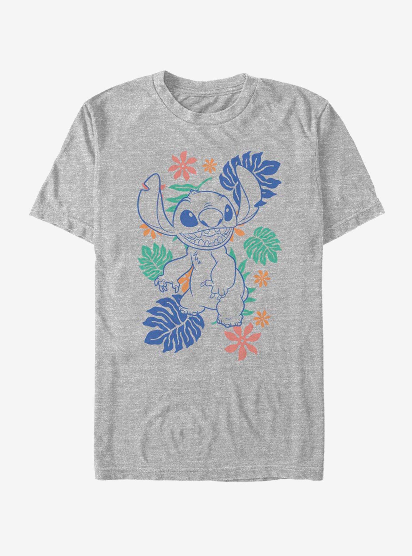 Disney Lilo & Stitch Retro Tropical Tonal Stitch T-Shirt, ATH HTR, hi-res