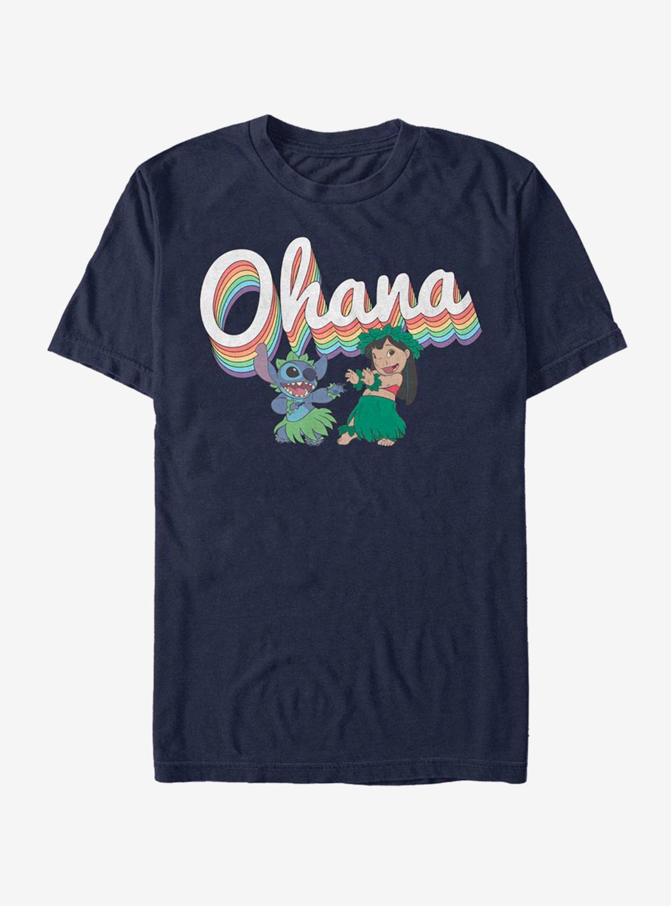 Disney Lilo & Stitch Rainbow Ohana T-Shirt, NAVY, hi-res