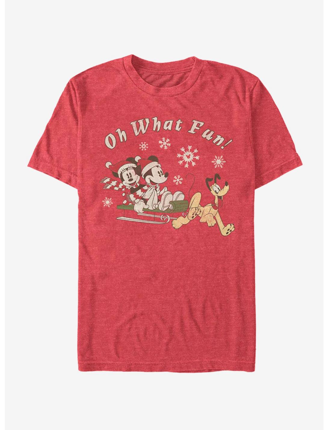 Disney Mickey Mouse Holiday Sled Dog Group T-Shirt, RED HTR, hi-res