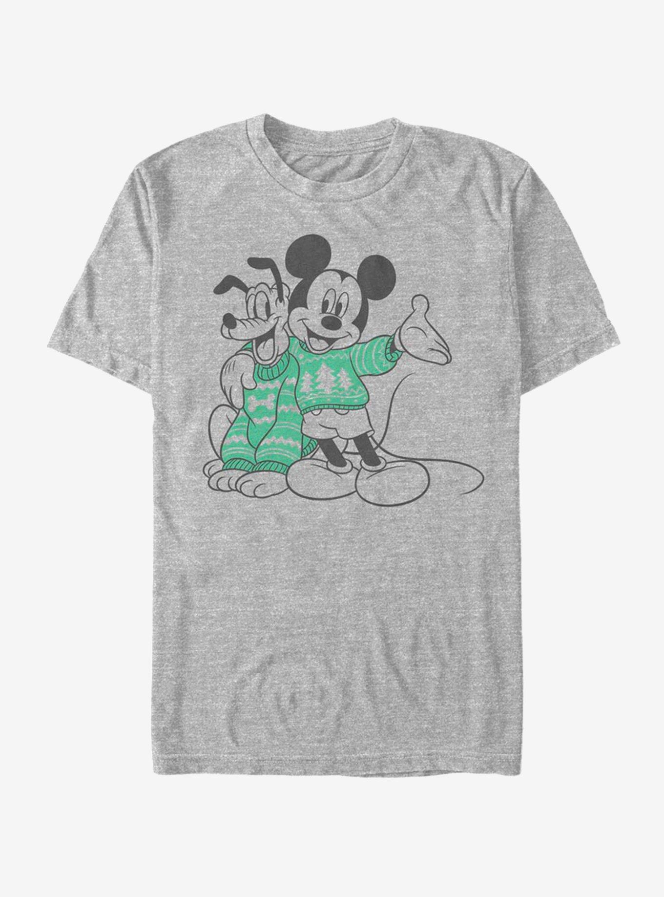 Disney Mickey Mouse & Pluto Holiday Sweater Pals T-Shirt, ATH HTR, hi-res