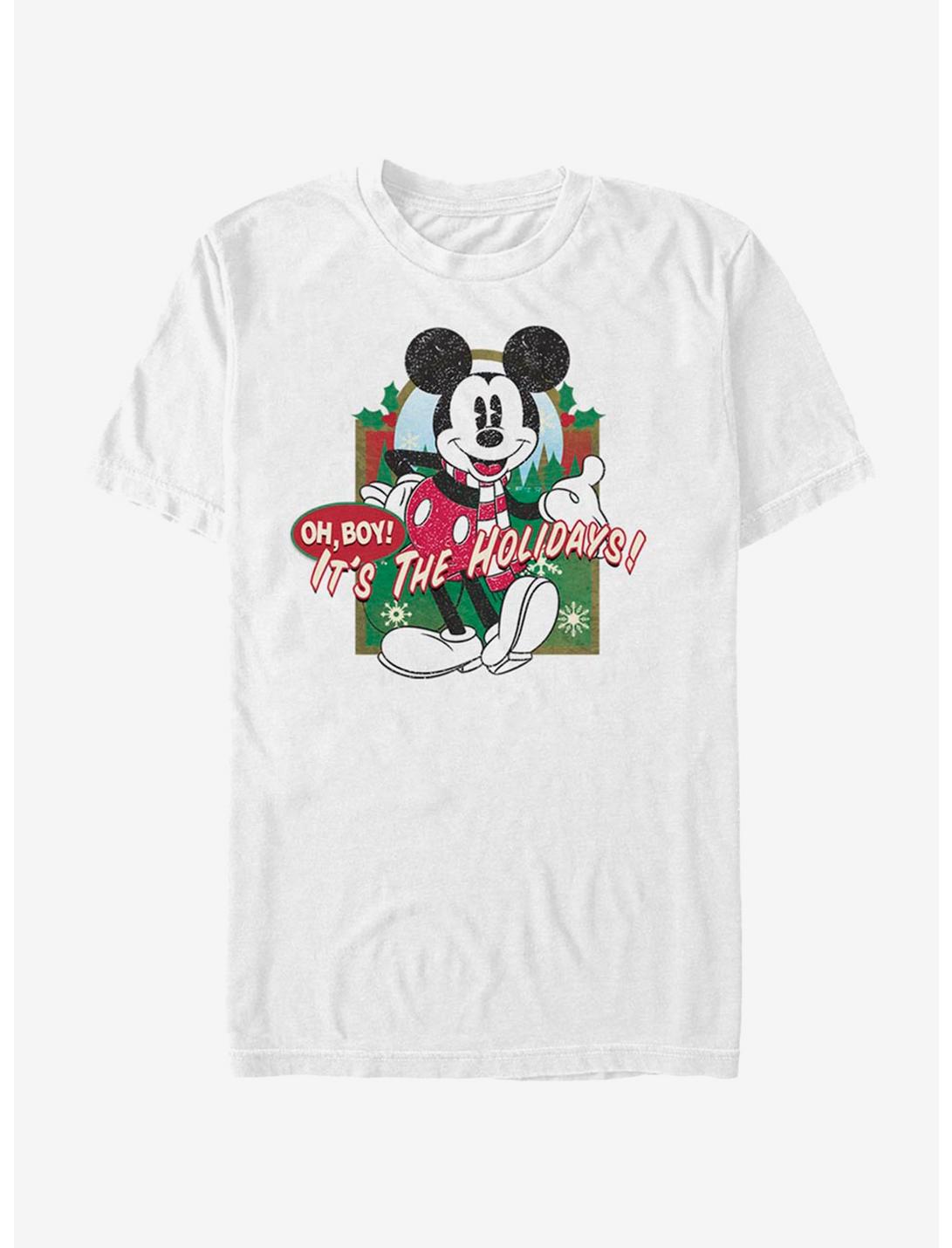 Disney Mickey Mouse Holiday Vintage Mickey T-Shirt, WHITE, hi-res