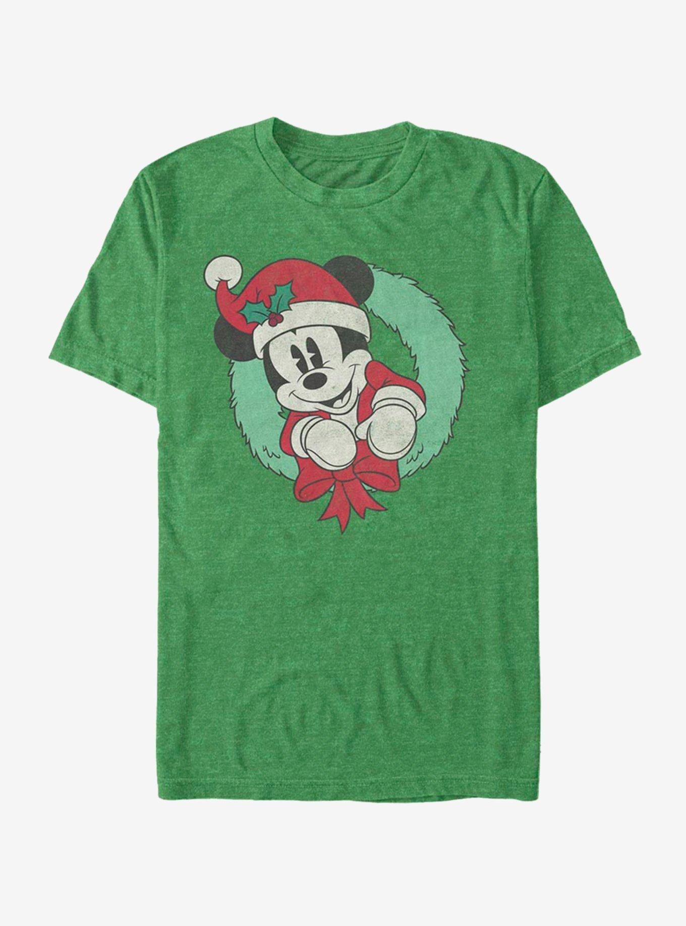Disney Mickey Mouse Holiday Vintage Mickey Wreath T-Shirt, KEL HTR, hi-res