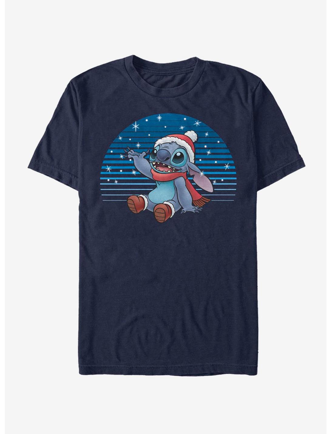 Disney Lilo & Stitch Holiday Snowing Stitch T-Shirt, NAVY, hi-res