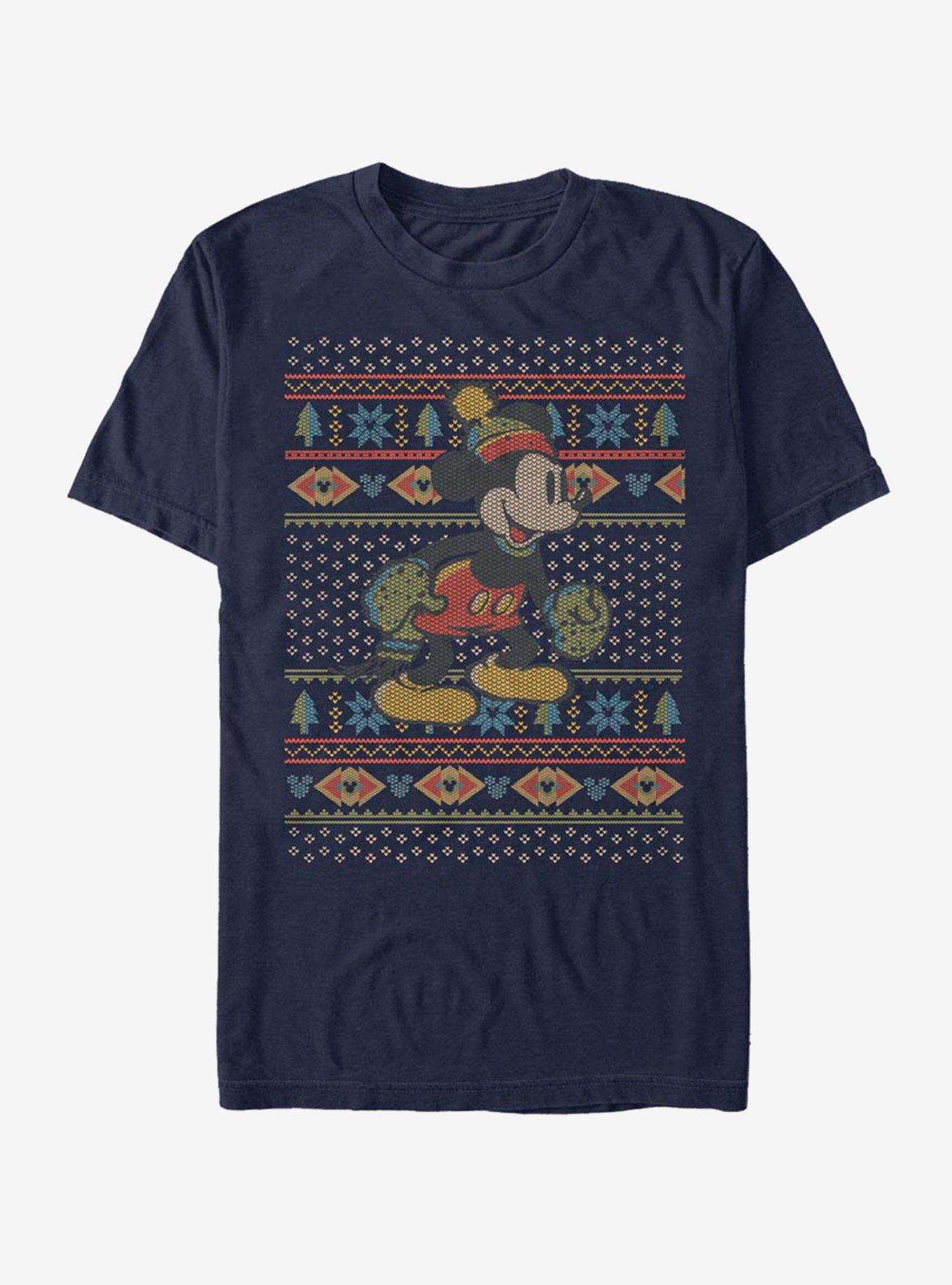 Disney Mickey Mouse Holiday Vintage Mickey Sweater T-Shirt, NAVY, hi-res