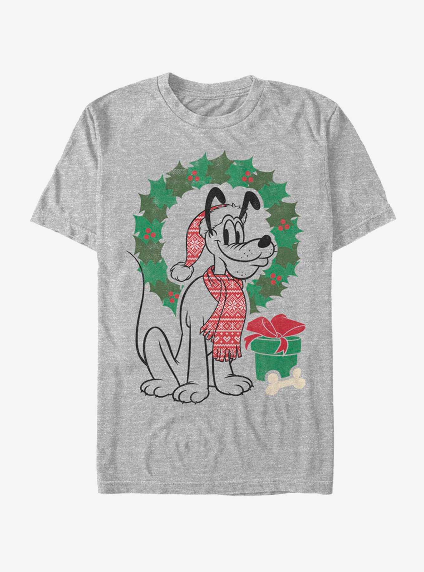 Disney Pluto Holiday Christmas Wreath Pluto T-Shirt, , hi-res