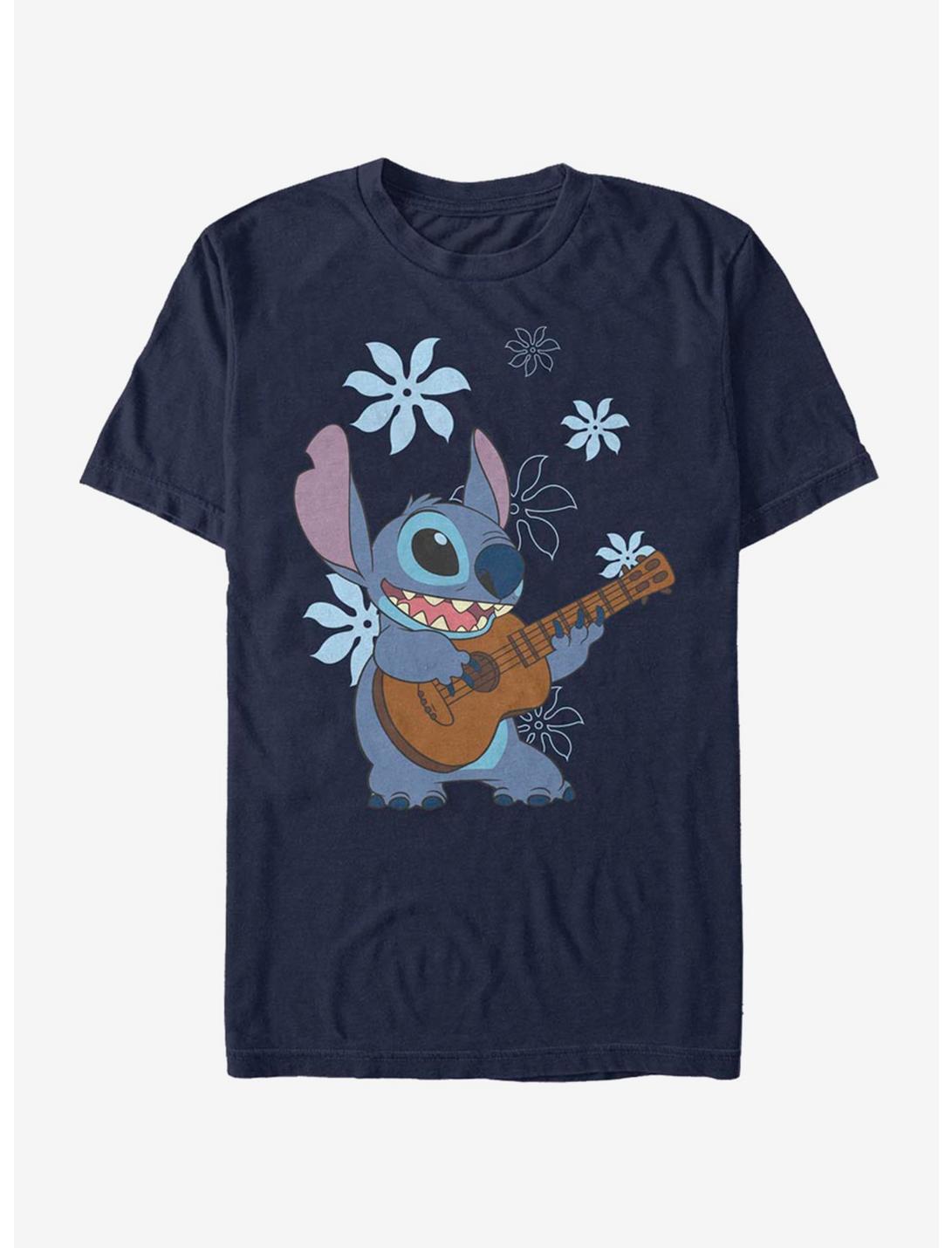 Disney Lilo & Stitch Stitch Flowers T-Shirt, NAVY, hi-res