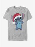 Disney Lilo & Stitch Holiday Stitch Wearing Santa Hat T-Shirt, SILVER, hi-res