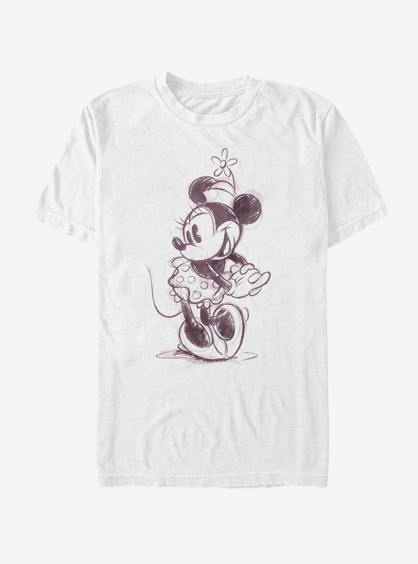 Disney Minnie Mouse Sketch Minnie T-Shirt, WHITE, hi-res