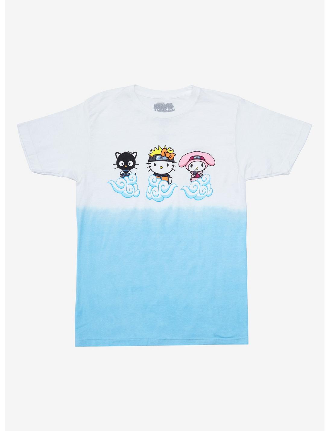 Naruto Shippuden x Hello Kitty and Friends Akatsuki Cloud Dip-Dye T-Shirt - BoxLunch Exclusive, BLUE, hi-res