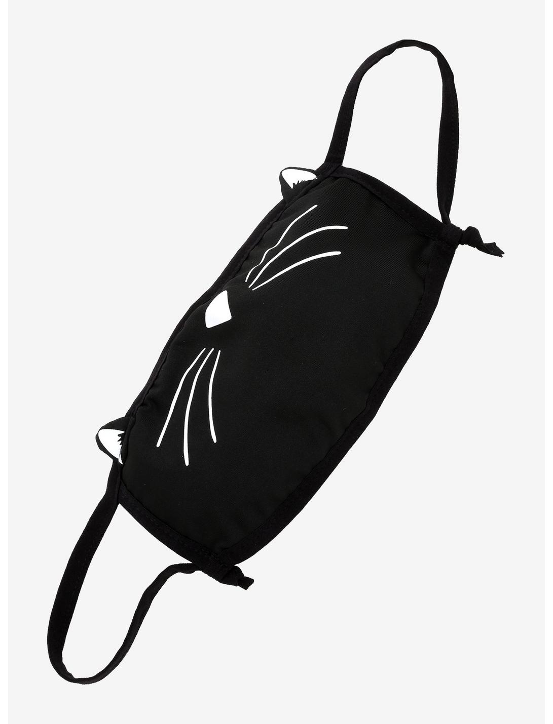 Black Cat With Ears Fashion Face Mask, , hi-res