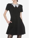 Black & White Lace Collar Dress, BLACK, hi-res
