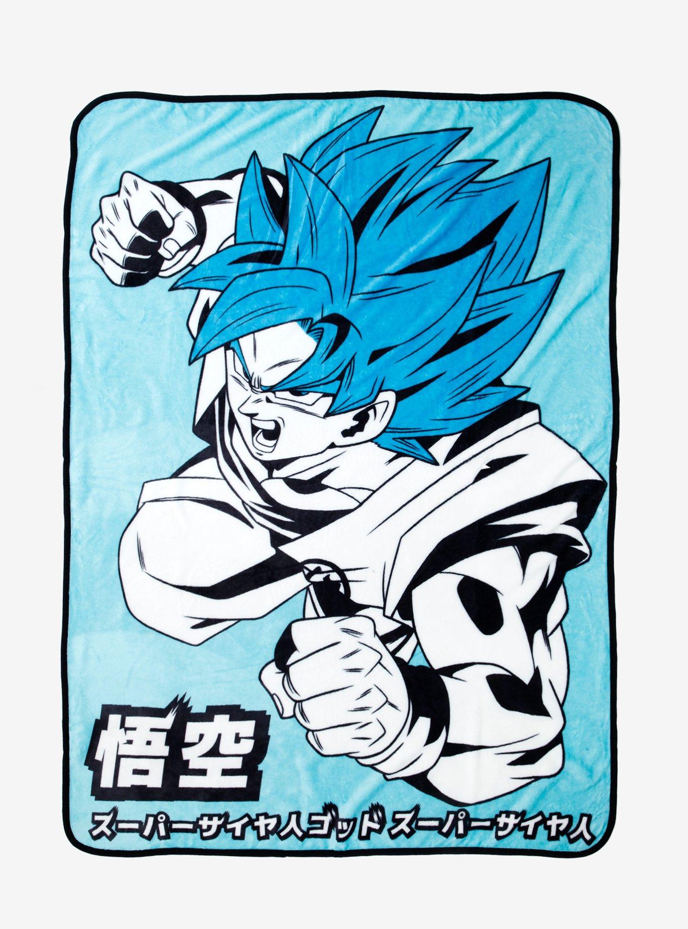 Dragon Ball Z Turquoise Super Goku Throw Blanket, , hi-res