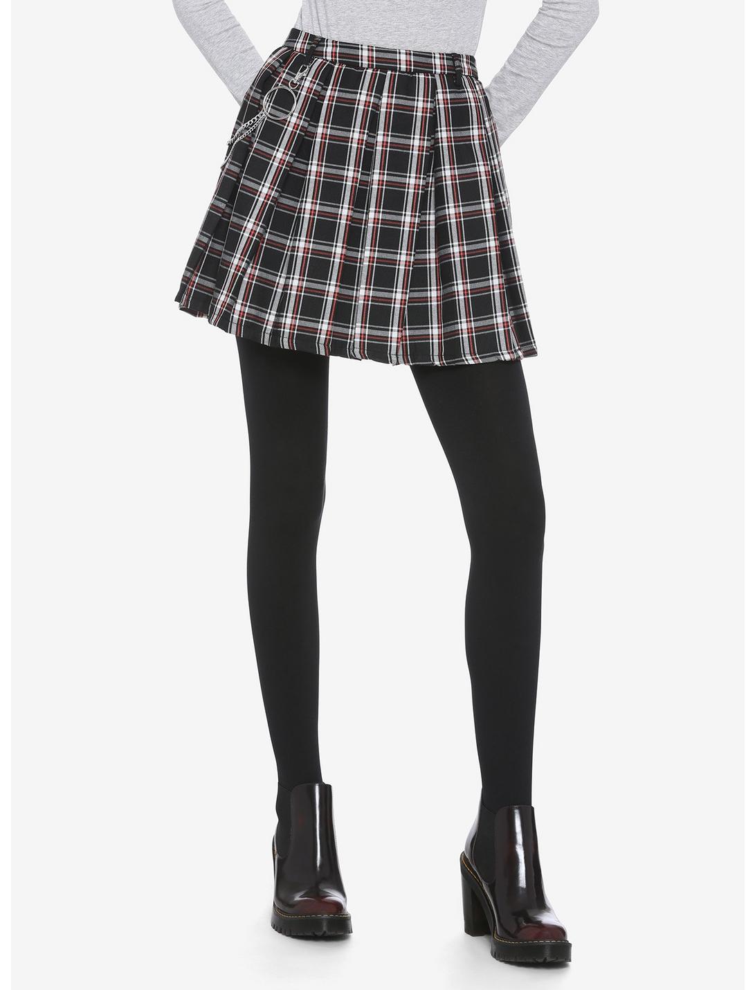 O-Ring Chain Plaid Pleated Skirt | Hot Topic