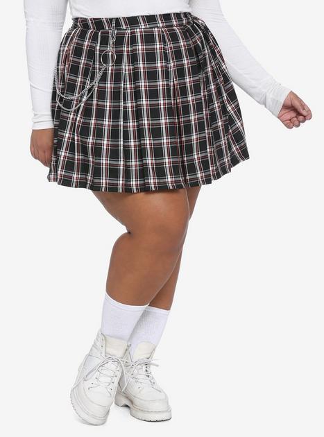 O-Ring Chain Plaid Pleated Skirt Plus Size | Hot Topic