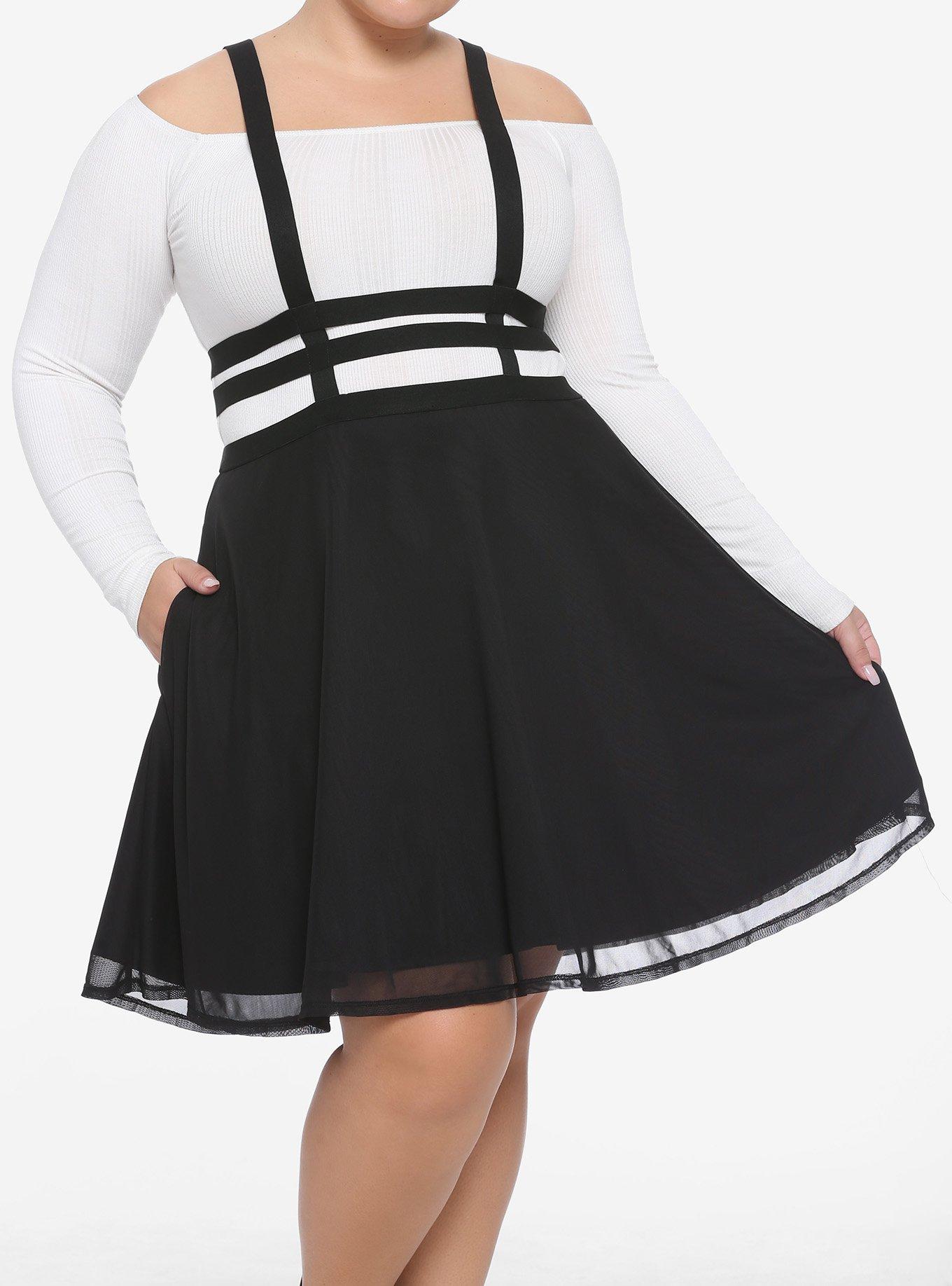 Plus size shop black suspender skirt