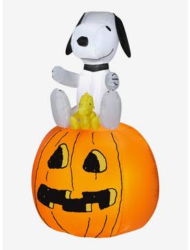 Peanuts Snoopy And Woodstock On Pumpkin Inflatable Décor, , hi-res
