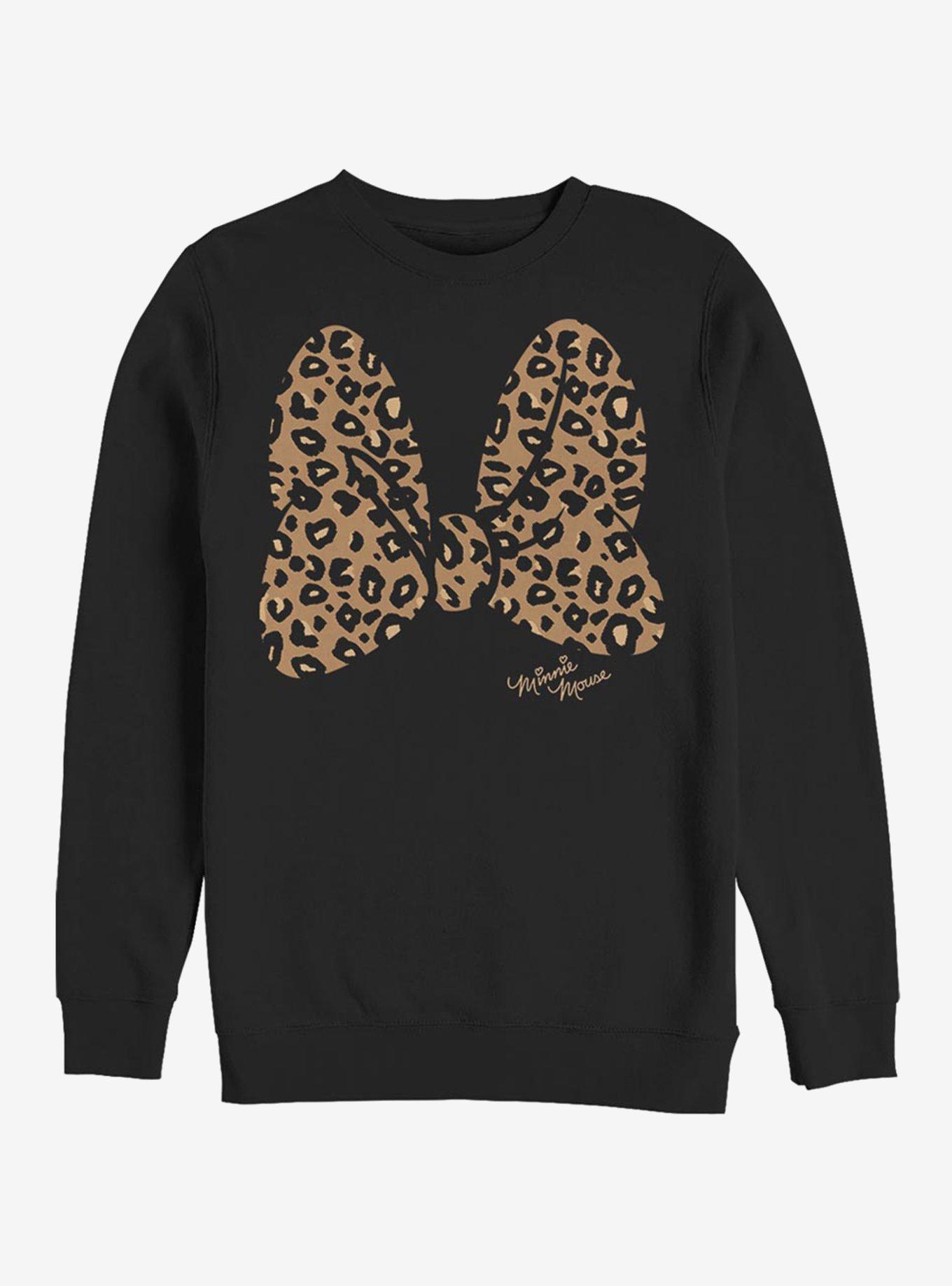 Disney Mickey Mouse Animal Print Bow Sweatshirt, BLACK, hi-res