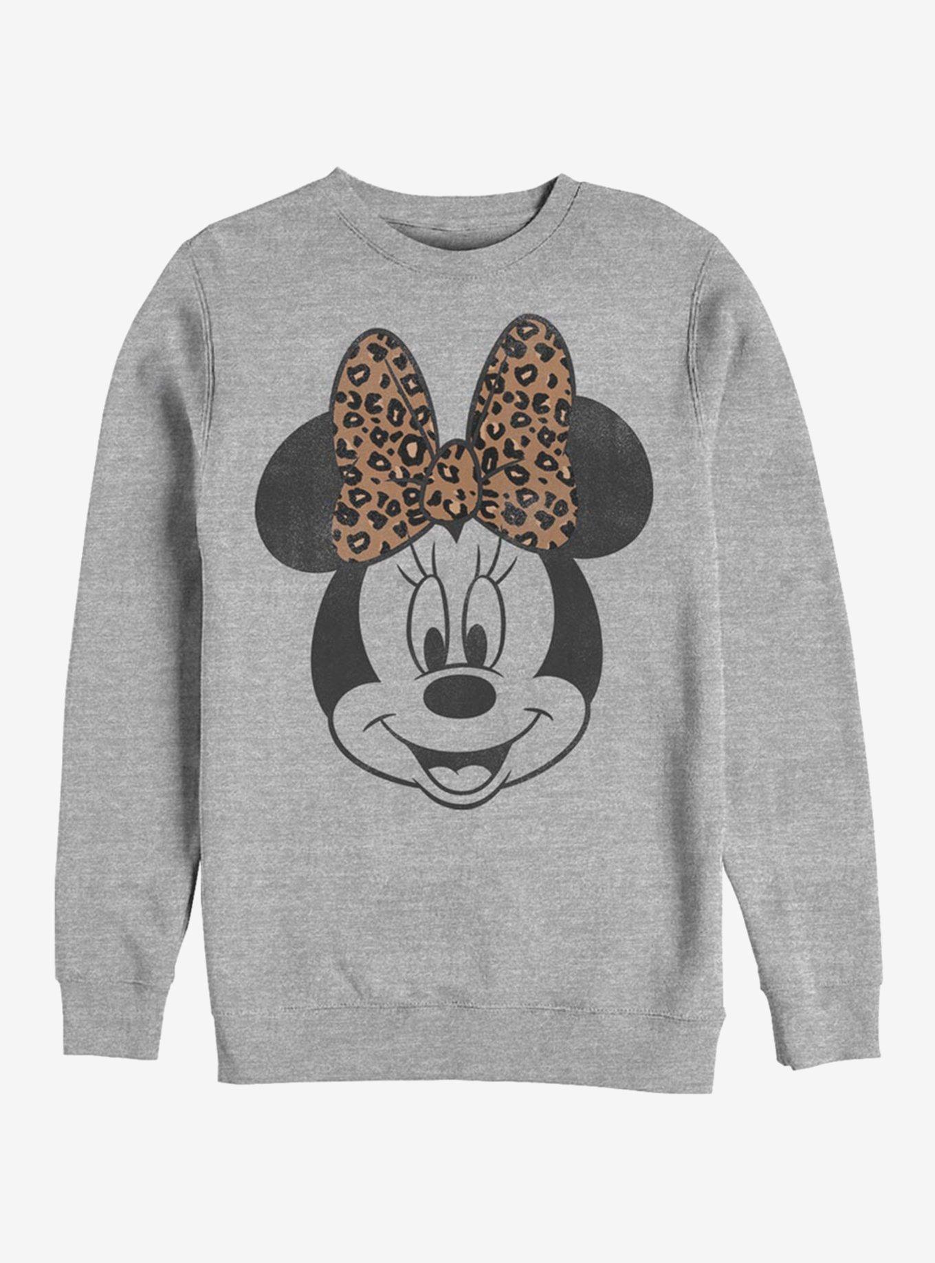 Disney Mickey Mouse Modern Minnie Face Leopard Sweatshirt, , hi-res