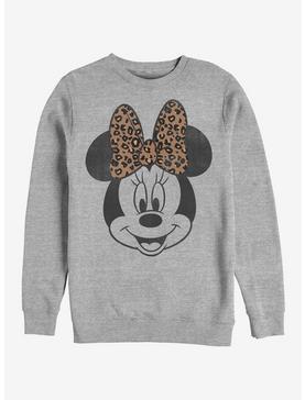 Disney Mickey Mouse Modern Minnie Face Leopard Sweatshirt, ATH HTR, hi-res