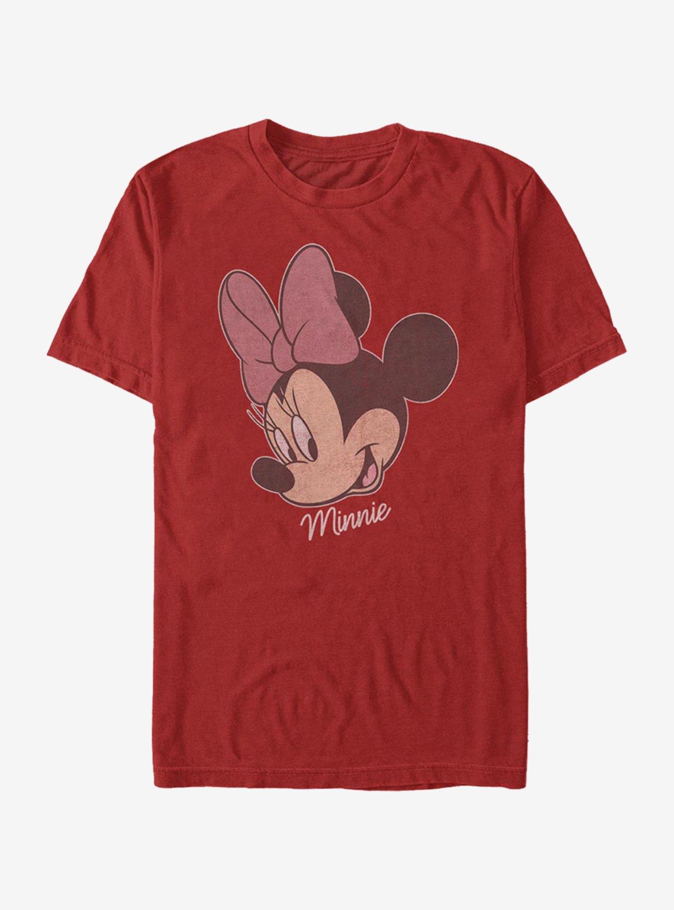 Disney Mickey Mouse Minnie Big Face Distressed T-Shirt, RED, hi-res