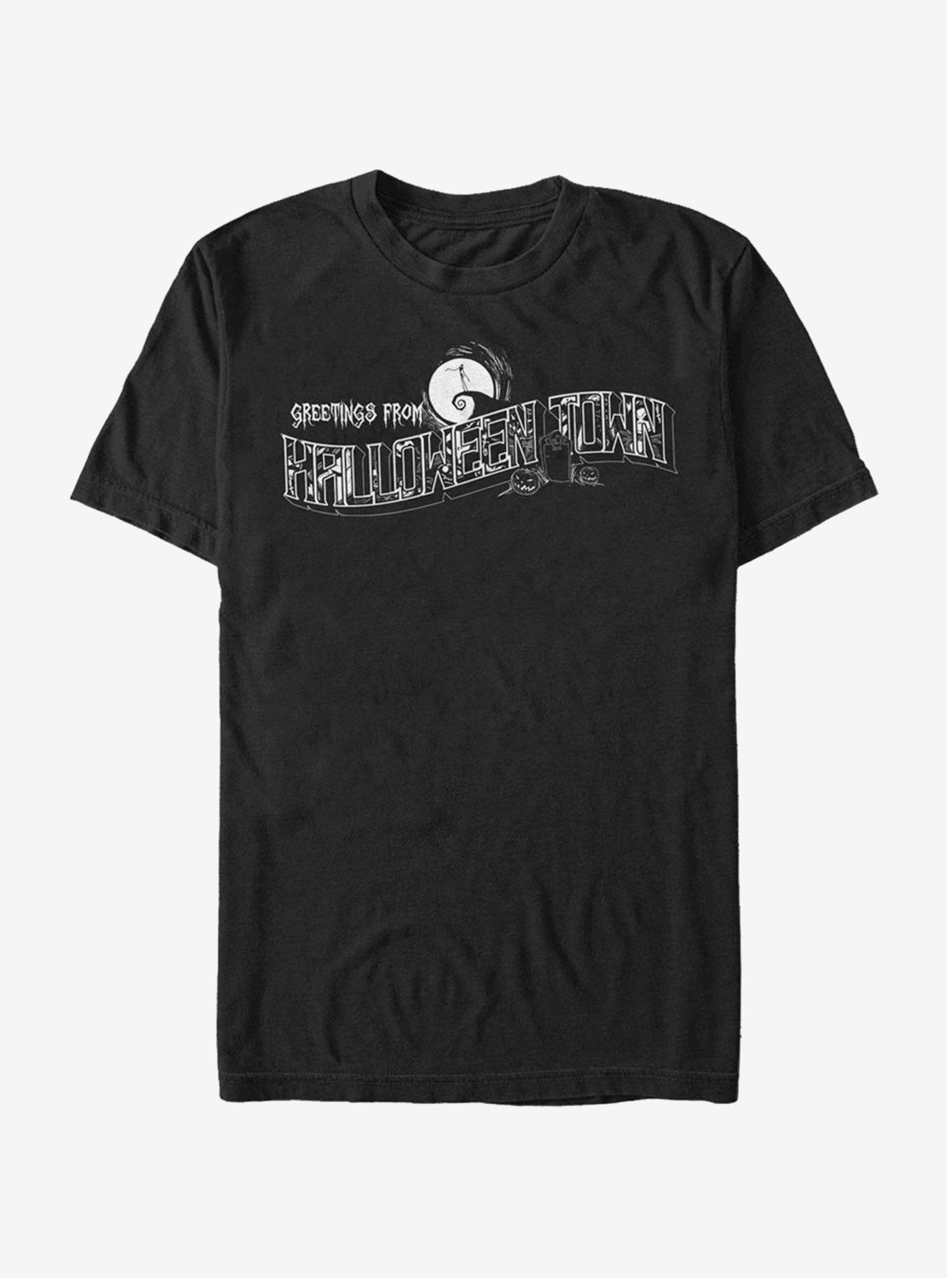 The Nightmare Before Christmas Greetings Halloween Town T-Shirt, BLACK, hi-res