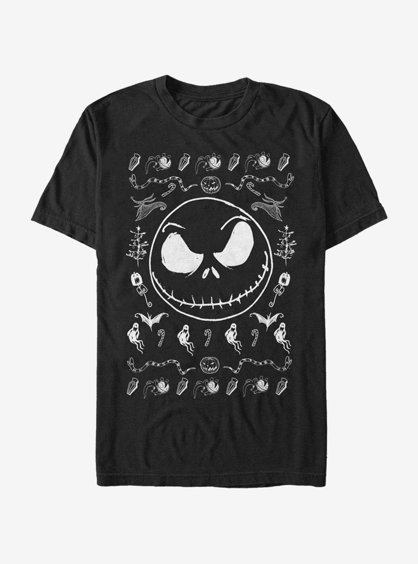 The Nightmare Before Christmas Jack Spooky Sweater T-Shirt, BLACK, hi-res