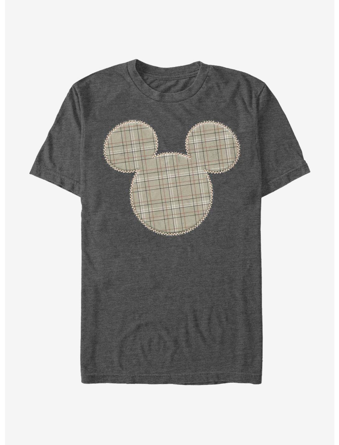 Disney Mickey Mouse Plaid Patch Mickey T-Shirt, CHAR HTR, hi-res