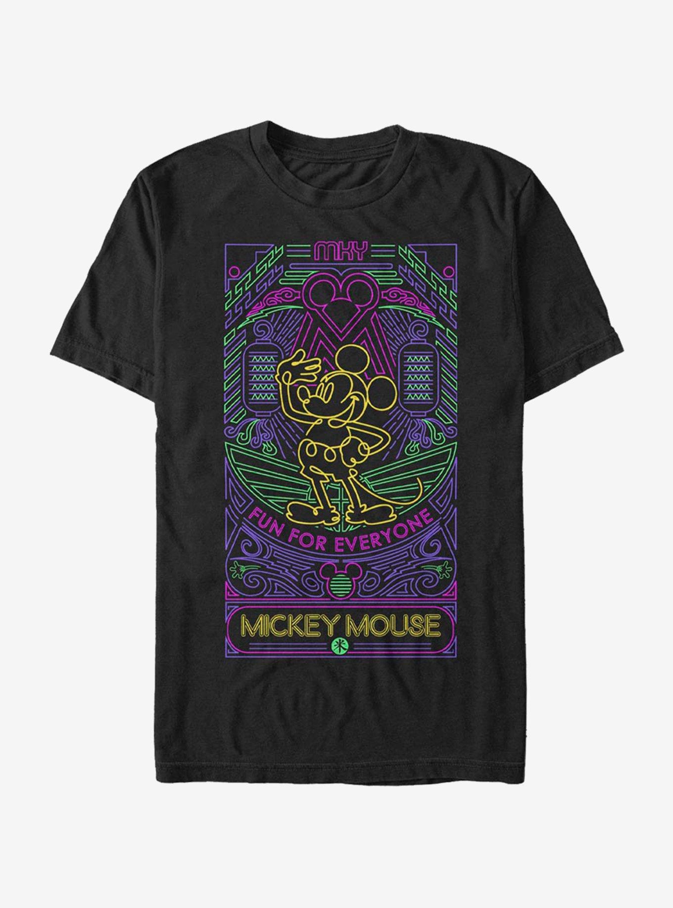 Disney Mickey Mouse Neon Line Art T-Shirt, BLACK, hi-res