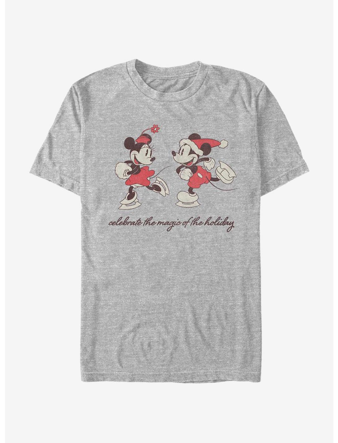 Disney Mickey Mouse & Minnie Mouse Vintage Holiday Skaters T-Shirt, ATH HTR, hi-res