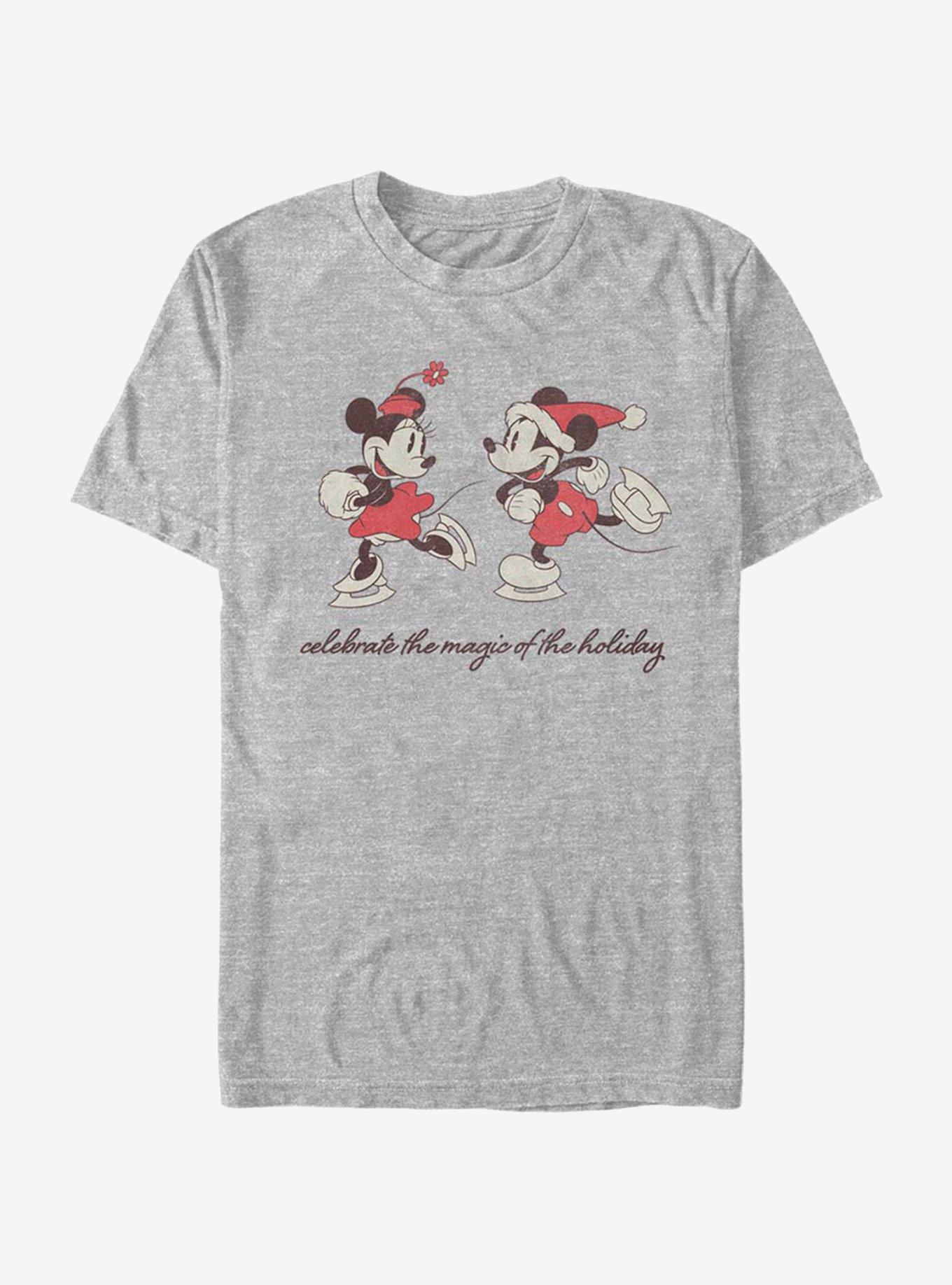 Disney Mickey Mouse & Minnie Mouse Vintage Holiday Skaters T-Shirt, ATH HTR, hi-res