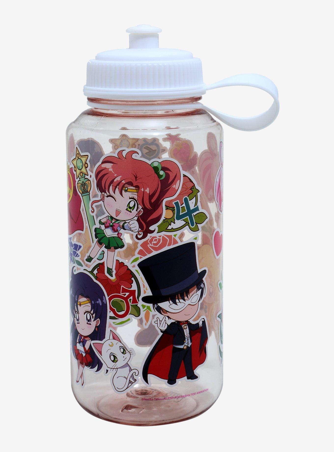 Sailor Moon Crystal Chibi Character Sticker Water Bottle, , hi-res