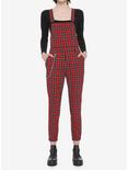 Red Plaid Overalls With Chain, PLAID - RED, hi-res