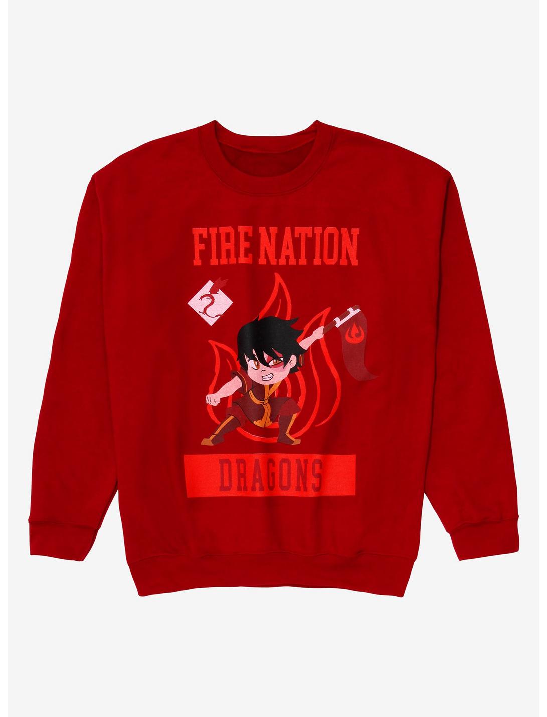 Avatar: The Last Airbender Fire Nation Dragons Crewneck - BoxLunch Exclusive, CARDINAL, hi-res