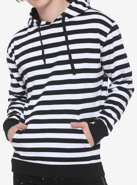 Black White Stripe Hoodie Hot Topic