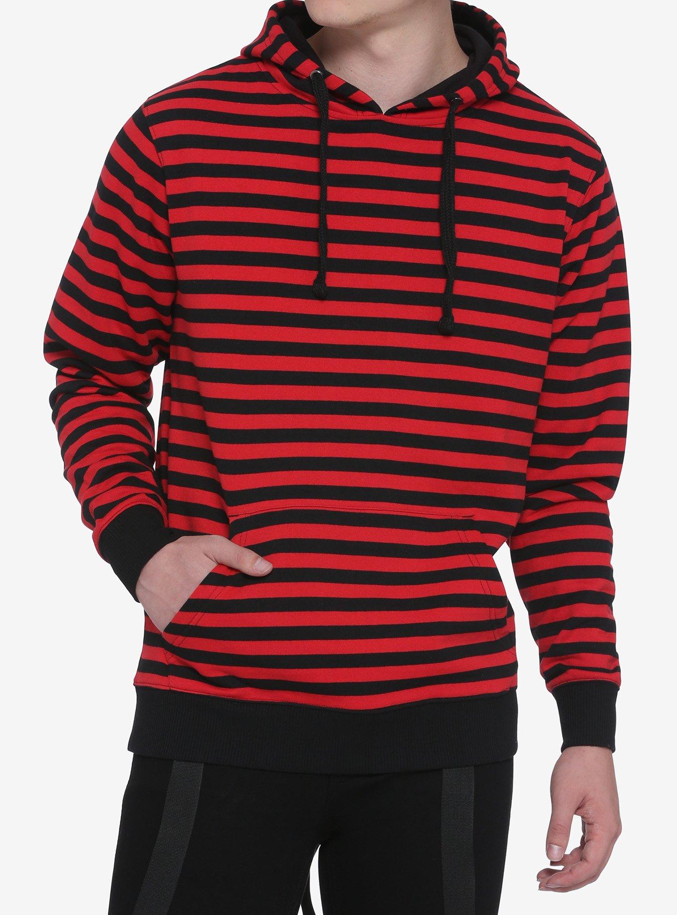 Red Black Stripe Hoodie Hot Topic