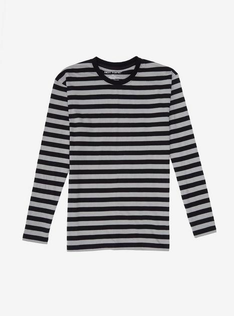 Grey & Black Stripe Long-Sleeve T-Shirt