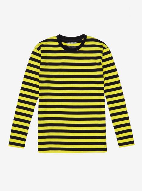 Yellow and white striped long hot sale sleeve shirt