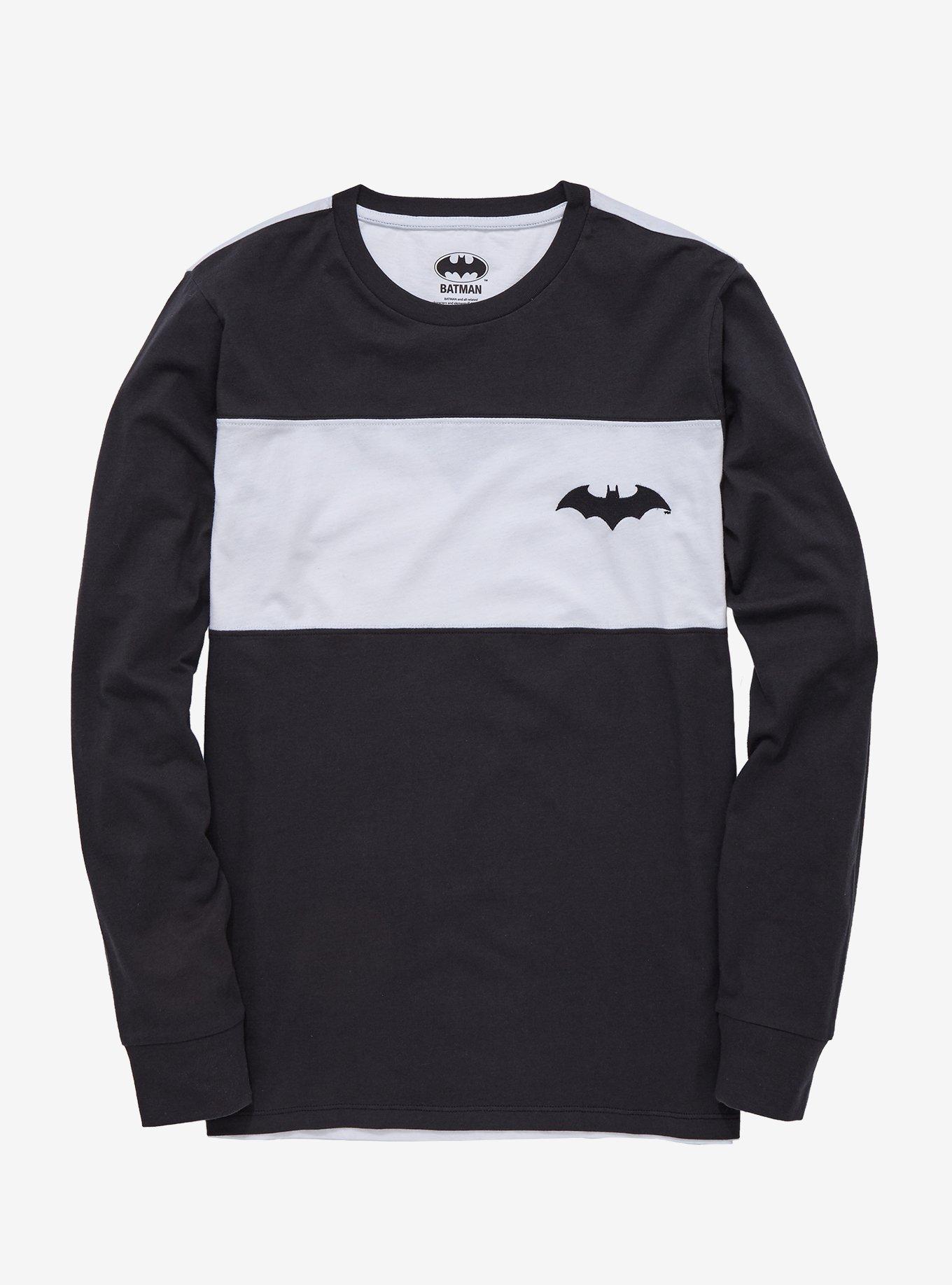 DC Comics Batman Logo Panel Long Sleeve T-Shirt - BoxLunch Exclusive, BLACK, hi-res