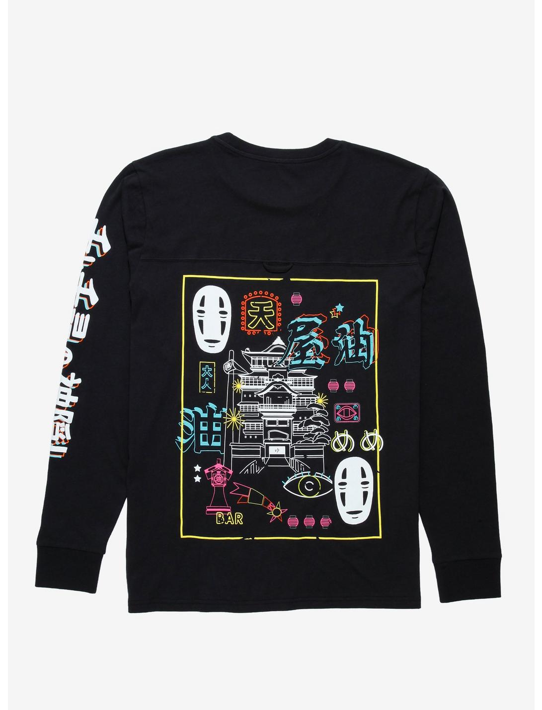 Studio Ghibli Spirited Away No-Face Neon Lights Long Sleeve T-Shirt - BoxLunch Exclusive, BLACK, hi-res