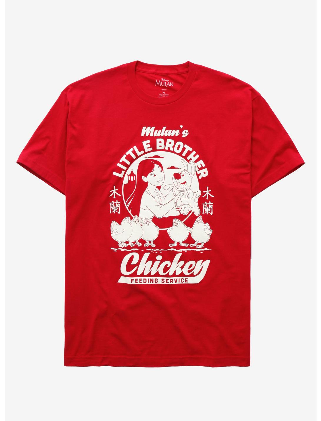 Disney Mulan Little Brother Chicken Feeding Service T-Shirt - BoxLunch Exclusive, CARDINAL, hi-res