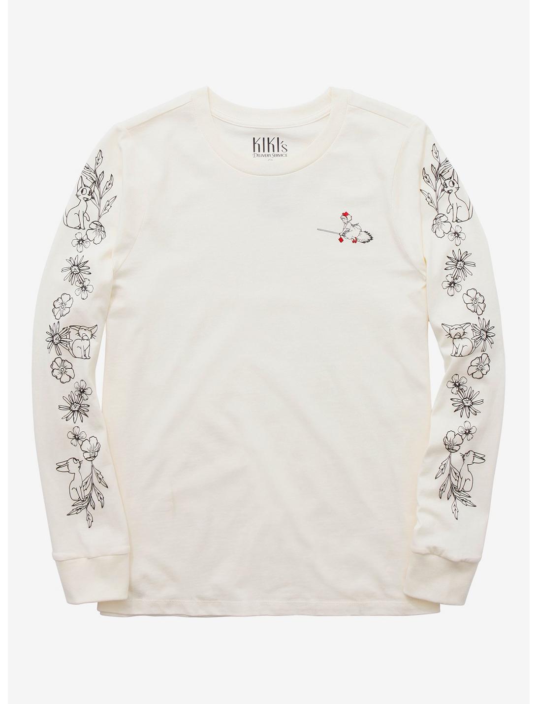 Studio Ghibli Kiki's Delivery Service Floral Long Sleeve T-Shirt - BoxLunch Exclusive, WHITE, hi-res