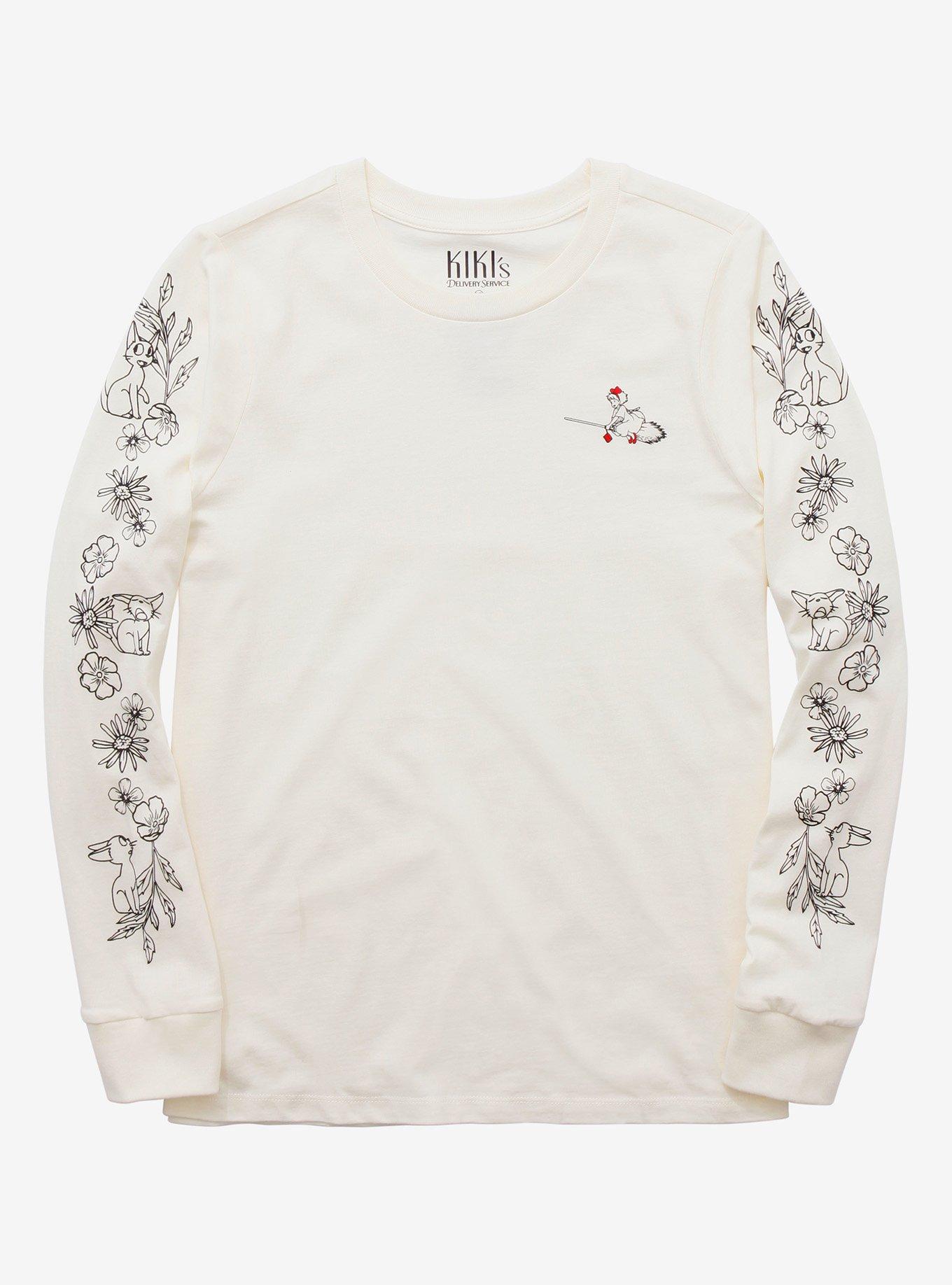 Studio Ghibli Kiki's Delivery Service Floral Long Sleeve T-Shirt - BoxLunch Exclusive, WHITE, hi-res